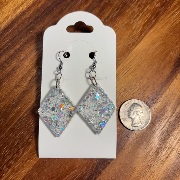 Holographic Glitter Diamond Earrings - Picture 1 of 1